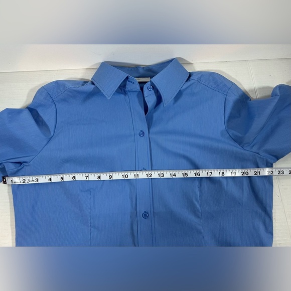 Women’s New York & Co Stretch Periwinkle Blue Button Front - Picture 9 of 11